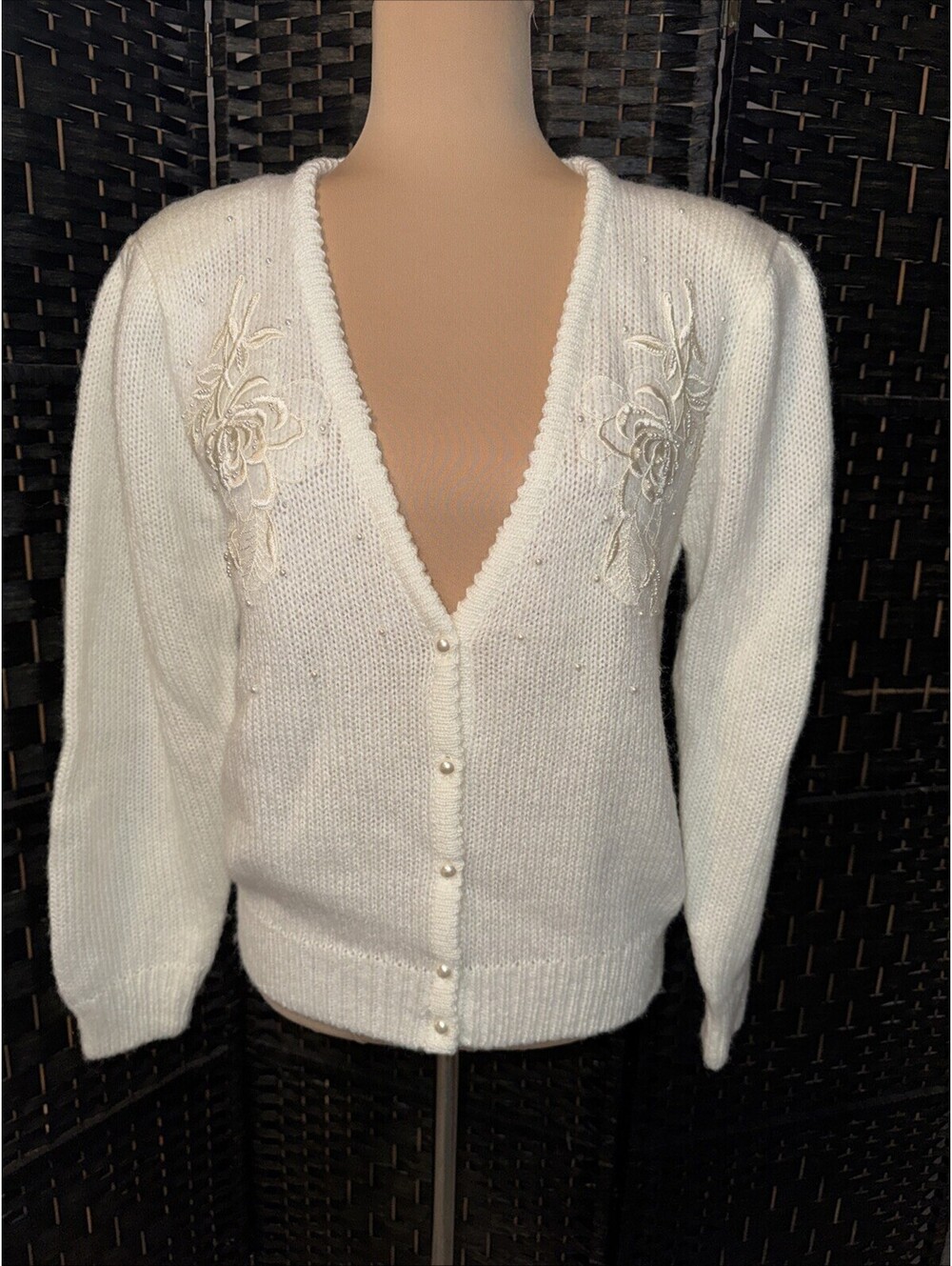 Vintage Worthington Cardigan Sweater Womens Small Pearl Buttons Cottage Coquette